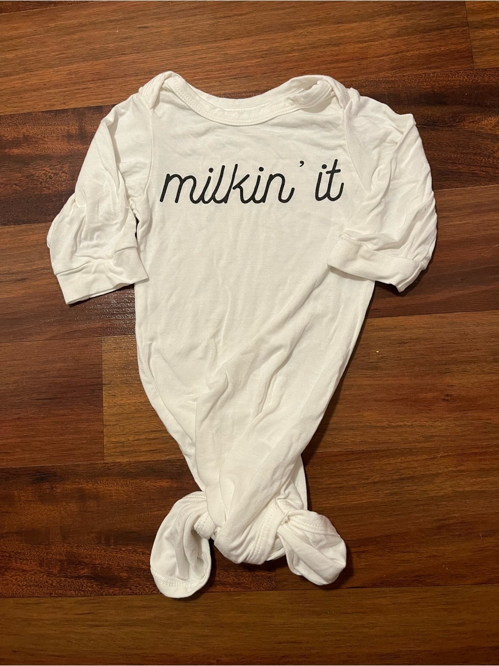 6 Months Ains & LJ Bamboo Milkin’ It Long Sleeve Sleep Gown Tie Bottom